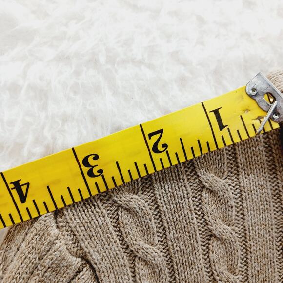 Sweater Size XL Cashmere Pullover Beige Fisherman Coastal Cowgirl Minimal Cable - Picture 4 of 14
